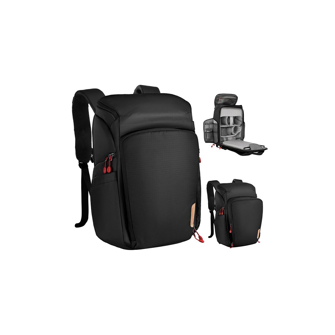 K&F Concept Camera Alpha Backpack Air 25L, Camera Bags for Photographers Large Capacity with Raincover - Backpack 25L Nature Wander 01 (Black + Red)