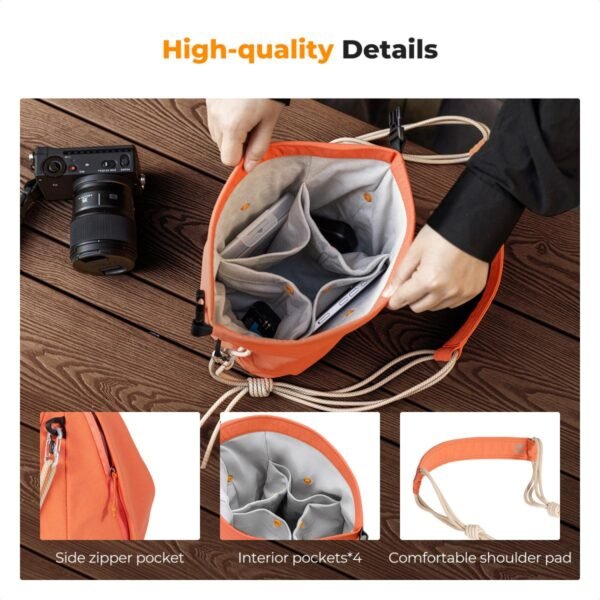 Distributor Lensa dan Aksesoris Fotografi Digital Pratama Retailindo K&F Concept Camera Sling Bag Small Camera bag Lightweight Crossbody and Inner Liner Bag for Protection and Versatility, Orange