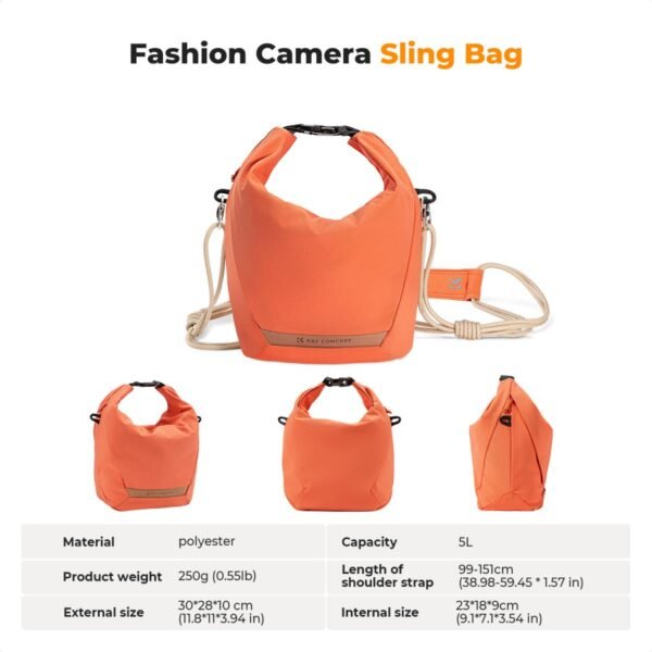 Distributor Lensa dan Aksesoris Fotografi Digital Pratama Retailindo K&F Concept Camera Sling Bag Small Camera bag Lightweight Crossbody and Inner Liner Bag for Protection and Versatility, Orange