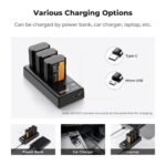 NP-FZ100 Battery and Three Slot Charger, 3-Pack Replacement Battery for Sony A7iii, A7iv, A7C, ZV-E1, FX3, FX30, A9, A6600, A6700, Alpha 9, Alpha 9S, A9S, A7R III, A7R IV, A7R V, 2280mAh