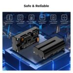 K&F Concept 2 Pack NP-F550 Battery and Charger Set Compatible with Sony NP-F550, F570, F750, F770, F930, F950, F960, F970 Batteries, LED Lights, Monitors, and Camera Sliders