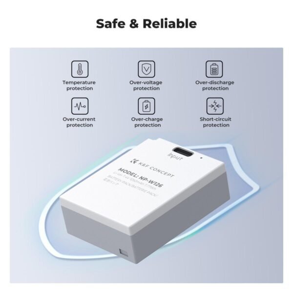 Distributor Lensa dan Aksesoris Fotografi Digital Pratama Retailindo K&F Concept 2-Pack NP-W126 NP-W126S Battery with USB C Fast Charging for Fujifilm X100VI, X100V, XS10, XT30, XT30 II, XT20, XE4, A5 Cameras