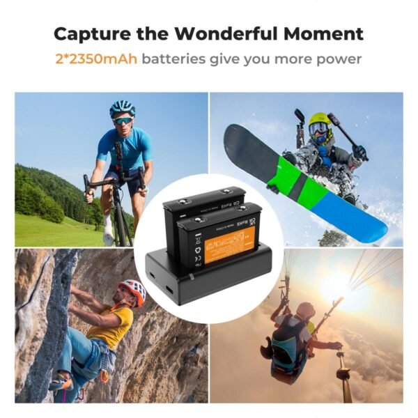 Distributor Lensa dan Aksesoris Fotografi Digital Pratama Retailindo K&F Concept Insta 360 X4 Battery and Charger, 2-Pack 2350mAh X4 Battery and Dual LED Fast Battery Charger for Insta 360 X4 Accessories