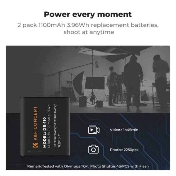 K&F Concept Premium is compatible with the Ricoh cameras GR III, GR III HDF, GR IIIx HDF, GR IIIX, WG-6 with DB-110 batteries as well as with the Olympus cameras TG7/6/5/4 with Li-90B/Li-92B batteries.