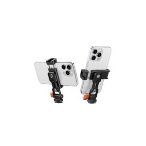 K&F Concept Metal Phone Tripod Mount,Universal Smartphone Stand with 2 Cold Shoe Mount, Adjustable Cellphone Holder for Horizontal and Vertical Shooting, Compatible with iPhone/Samsung and All Phones
