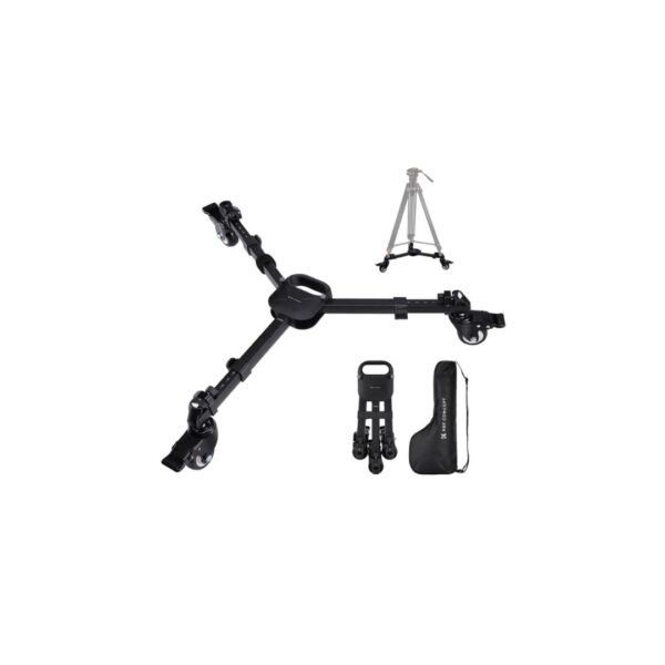 K&F Concept Photography Tripod Dolly, Heavy Duty with 3" Rubber Wheels 44lbs Capacity Tripod Wheels, Compact Video Tripod Dolly with Adjustable Legs and Carry Bag for DSLR Cameras Camcorder.