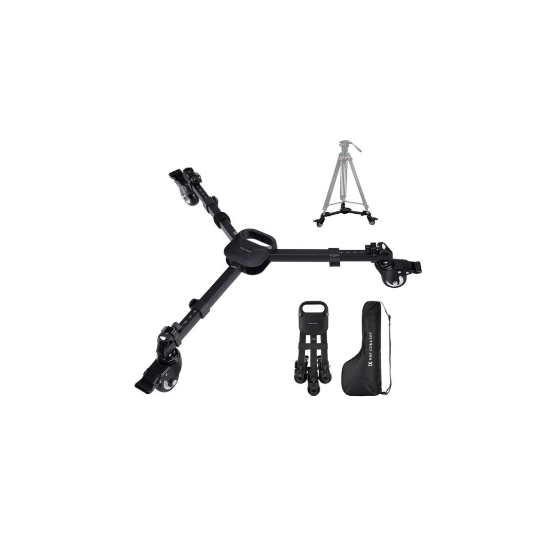K&F Concept Photography Tripod Dolly, Heavy Duty with 3" Rubber Wheels 44lbs Capacity Tripod Wheels, Compact Video Tripod Dolly with Adjustable Legs and Carry Bag for DSLR Cameras Camcorder.
