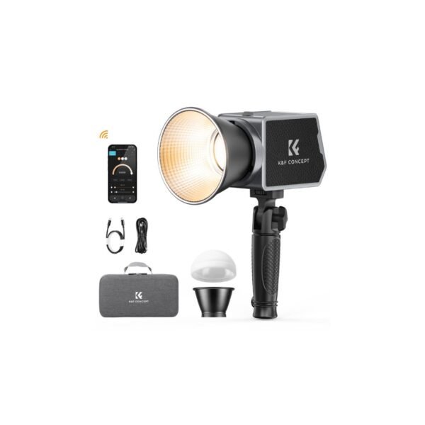 K&F Concept PL-60B 60W COB Photography light with Built-in 4500mAh Battery, supports Type-C PD Fast Charging, 12 Light Effects, Video Light for Shooting on The Move with Handle and Storage Bag