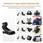 Accessories Set for GoPro Hero 13/12/11/10/9/8/7/6/5/4/ DJI Osmo Action Series / Pocket 3/2 / Insta360 X4/X3, Chest Strap Harness+Backpack Clip+360° Rotating Head Strap Mount and Wrist Strap
