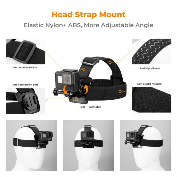 Accessories Set for GoPro Hero 13/12/11/10/9/8/7/6/5/4/ DJI Osmo Action Series / Pocket 3/2 / Insta360 X4/X3, Chest Strap Harness+Backpack Clip+360° Rotating Head Strap Mount and Wrist Strap