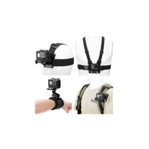 Accessories Set for GoPro Hero 13/12/11/10/9/8/7/6/5/4/ DJI Osmo Action Series / Pocket 3/2 / Insta360 X4/X3, Chest Strap Harness+Backpack Clip+360° Rotating Head Strap Mount and Wrist Strap