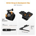 Accessories Set for GoPro Hero 13/12/11/10/9/8/7/6/5/4/ DJI Osmo Action Series / Pocket 3/2 / Insta360 X4/X3, Chest Strap Harness+Backpack Clip+360° Rotating Head Strap Mount and Wrist Strap