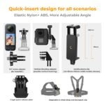 Accessories Set for GoPro Hero 13/12/11/10/9/8/7/6/5/4/ DJI Osmo Action Series / Pocket 3/2 / Insta360 X4/X3, Chest Strap Harness+Backpack Clip+360° Rotating Head Strap Mount and Wrist Strap