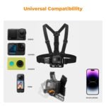 Accessories Set for GoPro Hero 13/12/11/10/9/8/7/6/5/4/ DJI Osmo Action Series / Pocket 3/2 / Insta360 X4/X3, Chest Strap Harness+Backpack Clip+360° Rotating Head Strap Mount and Wrist Strap