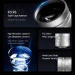 Brightin Star 50mm F0.95 APS-C Manual Focus for Fuji-X (Silver)