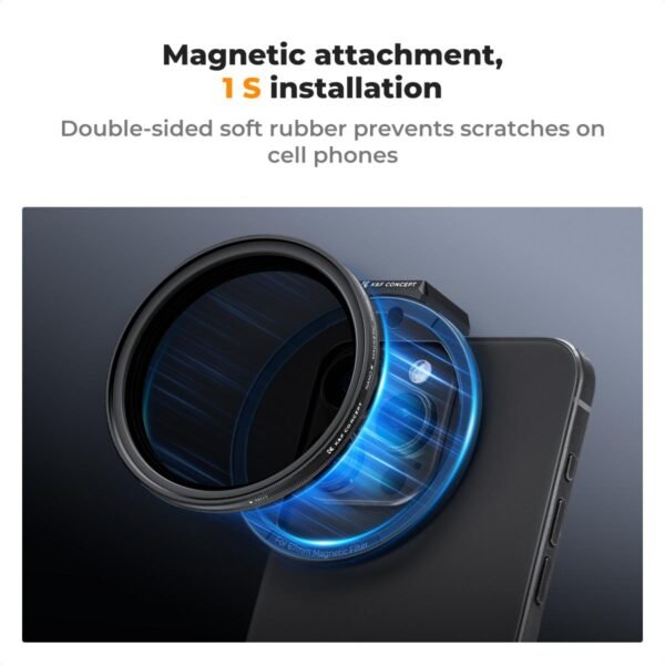 Clip On 67mm Variable ND2-32 Magnetic Phone Lens Filter Kit, Phone Clip with Magnetic Adapter Ring / Cold Shoe / Locking Knob, Compatible models: iPhone 15 series/14 series/13 series/12 series/11 series and other iPhone phones, Galaxy S22 S23 Ultra
