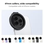Clip On 67mm Variable ND2-32 Magnetic Phone Lens Filter Kit, Phone Clip with Magnetic Adapter Ring / Cold Shoe / Locking Knob, Compatible models: iPhone 15 series/14 series/13 series/12 series/11 series and other iPhone phones, Galaxy S22 S23 Ultra
