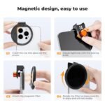 Clip On 67mm Variable ND2-32 Magnetic Phone Lens Filter Kit, Phone Clip with Magnetic Adapter Ring / Cold Shoe / Locking Knob, Compatible models: iPhone 15 series/14 series/13 series/12 series/11 series and other iPhone phones, Galaxy S22 S23 Ultra