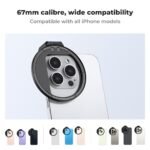 67mm Magnetic Filter Adapter, Quick Release Magnet Phone Lens Filter Ring, with Cold Shoe Mount, Locking Knob, Compatible models: iPhone 15 series / 14 series / 13 series / 12 series / 11 series and other iPhone phones, Galaxy S22 S23 Ultra