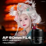 Brightin Star AF50mm F1.4 APS-C Autofocus Lens Large Aperture Portrait Fixed Focus Lens Suitable Fit for Sony E (Black)