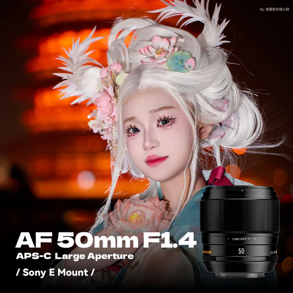 Brightin Star AF50mm F1.4 APS-C Autofocus Lens Large Aperture Portrait Fixed Focus Lens Suitable Fit for Sony E (Black)