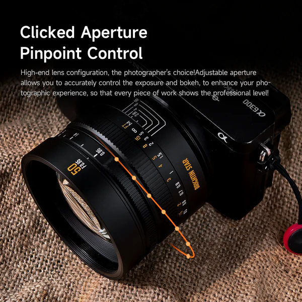Distributor Lensa dan Aksesoris Fotografi Digital Pratama Retailindo Brightin Star 50mm F0.95 APS-C Night God Portrait Star Manual Fixed Focus Lens Suitable For Sony E (Black)