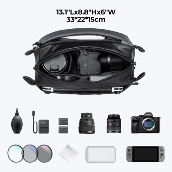 Distributor Lensa dan Aksesoris Fotografi Digital Pratama Retailindo K&F Concept Alpha Camera Sling Bag 10L Photography Shoulder Bag - Sling Bag - Tas Kamera -Camera Bag Beige