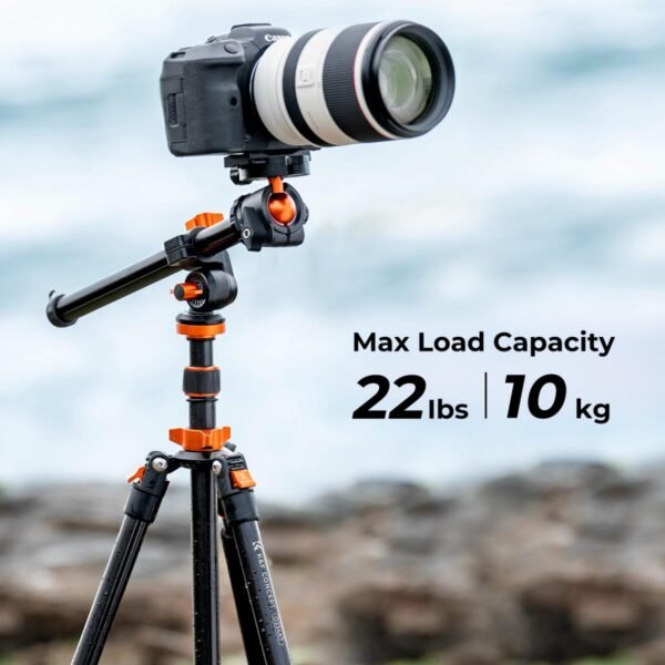 Distributor Lensa dan Aksesoris Fotografi Digital Pratama Retailindo 78"/2m Overhead Aluminum DSLR Tripod Compact Portable Vlog Tripod Monopod 22lbs/10kg Load with Rotatable 360° Center Column K234A7+BH-28L (S210)