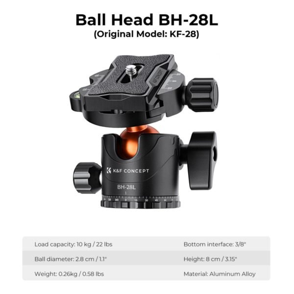 Distributor Lensa dan Aksesoris Fotografi Digital Pratama Retailindo 78"/2m Overhead Aluminum DSLR Tripod Compact Portable Vlog Tripod Monopod 22lbs/10kg Load with Rotatable 360° Center Column K234A7+BH-28L (S210)