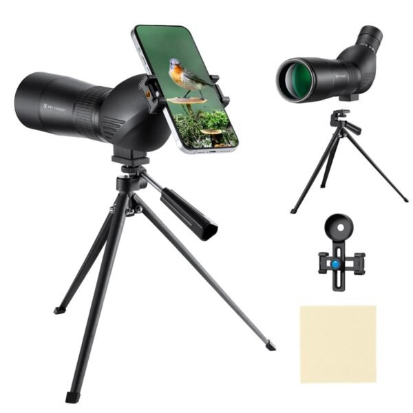 K&F Concept Spotting Scopes for Target Shooting, Waterproof Spotter Scope with Tripod & Phone Adapter, 131-66ft/1000yds BAK4 45°Angled Eyepiece Range Scope for Bird Watching Wildlife Hunting