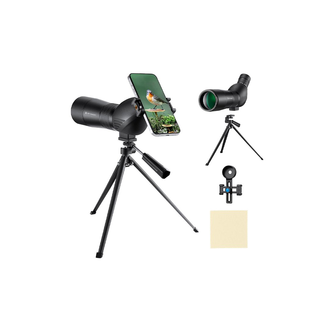K&F Concept Spotting Scopes for Target Shooting, Waterproof Spotter Scope with Tripod & Phone Adapter, 131-66ft/1000yds BAK4 45°Angled Eyepiece Range Scope for Bird Watching Wildlife Hunting