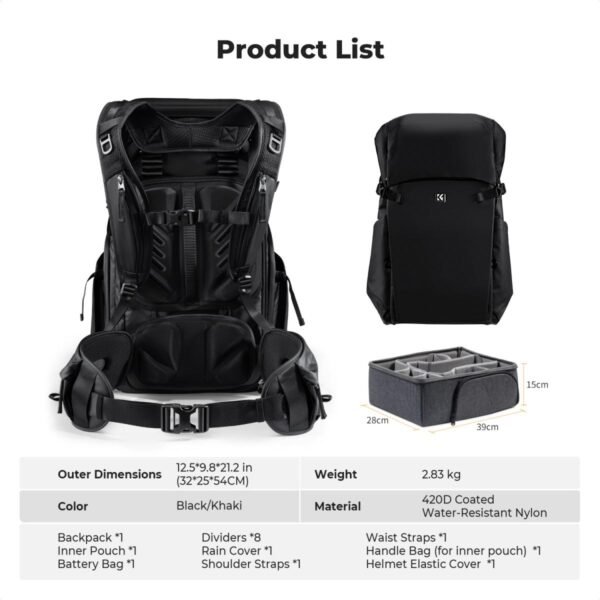 K&F Concept 30L Camera Backpack 30L Star Wander01 Black