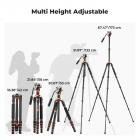 K&F Concept carbon fiber camera tripod 67 inch