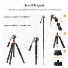 K&F Concept carbon fiber camera tripod 67 inch