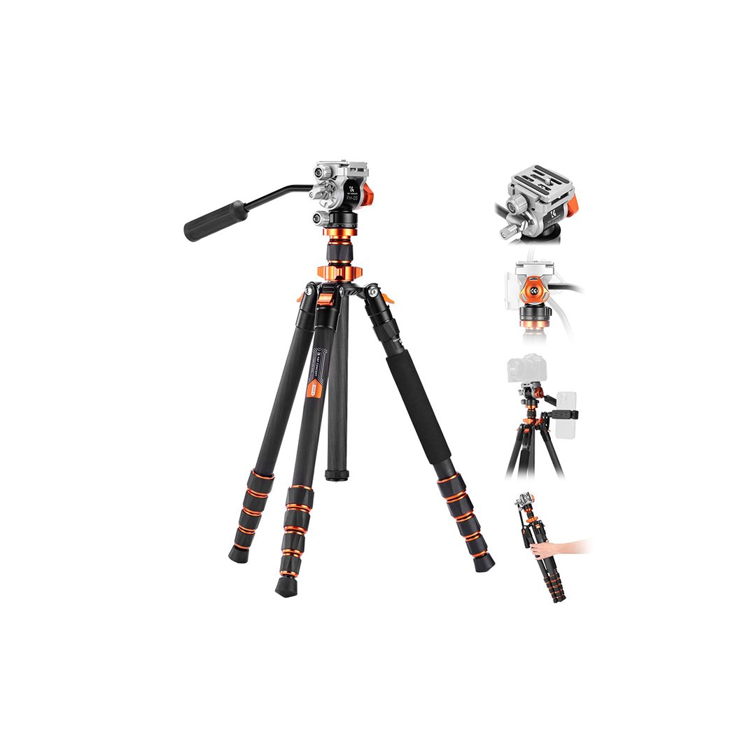 K&F Concept carbon fiber camera tripod 67 inch