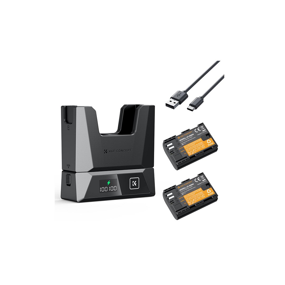 K&F Concept lp e6nh baterai charger canon eos r7 r5