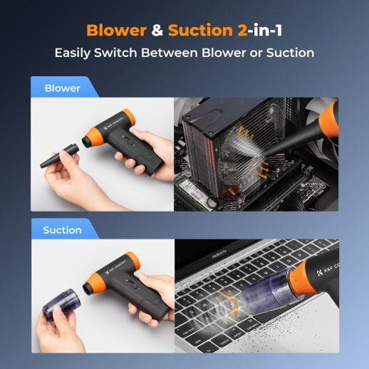 K&F Concept Blower & Suction 2 in 1 Compressed Air Duster with LED Light