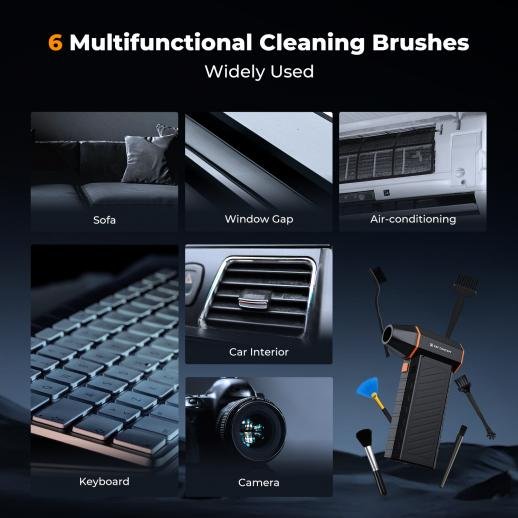 Distributor Lensa dan Aksesoris Fotografi Digital Pratama Retailindo K&F Concept Cleaning accessories Magnetic electric air blower, including air blower body, 6 brushes of different shapes, charging cable, and instruction manual