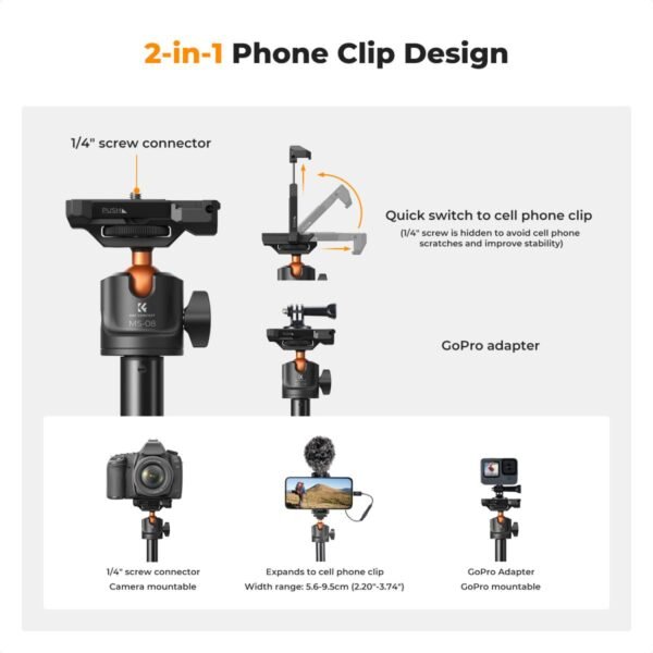 Distributor Lensa dan Aksesoris Fotografi Digital Pratama Retailindo K&F Concept tripod selfie stick bluetooth gopro adapter