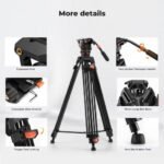 K&F CONCEPT Heavy Duty Tripod 75" Video Tripod Stand with Fluid Head Damping Adjustable - Load up to 22lb