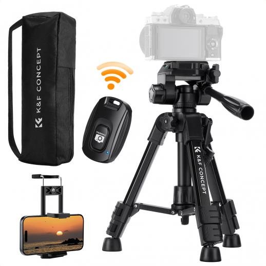 K&F Concept Mini Desk Tripod for Camera - 25'' Aluminum Tabletop Cellphone Video Tripods with Remote Control