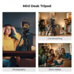 K&F Concept Mini Desk Tripod for Camera - 25'' Aluminum Tabletop Cellphone Video Tripods with Remote Control
