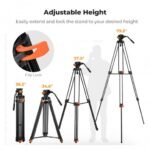 K&F Concept 80" Video Tripod with Fluid Head - Aluminum Heavy Duty Camera Tripod with Smooth Friction Damping