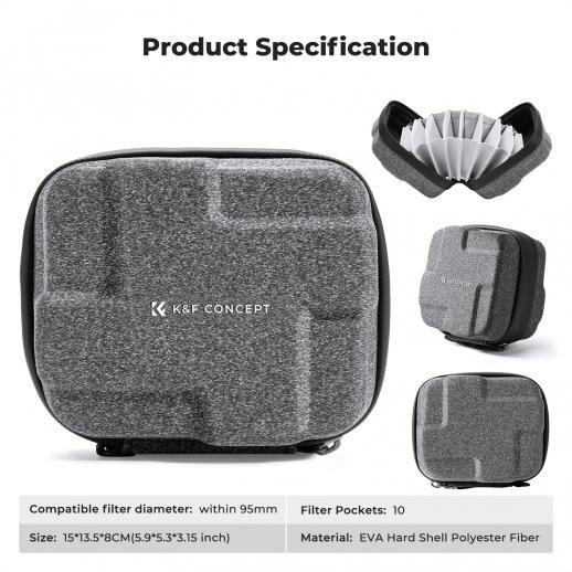 K&F Concept Hard Shell Lens Filter Bag 10 Pockets Holder