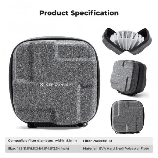 Distributor Lensa dan Aksesoris Fotografi Digital Pratama Retailindo K&F Concept 10 Pockets Hard Shell Lens Filter Bag Up to 82mm