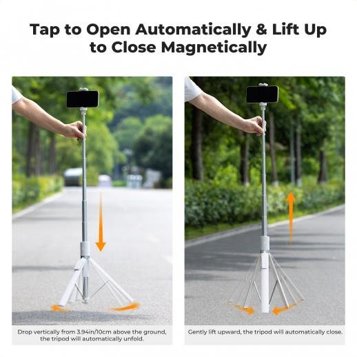 K&F Concept Self Open Selfie Stick - Selfie Stick Tripod with Rechargeable Bluetooth Remote Control