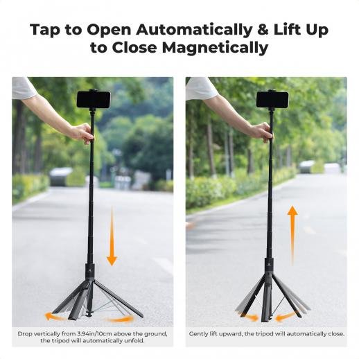 Distributor Lensa dan Aksesoris Fotografi Digital Pratama Retailindo K&F Concept Selfie Stick - Auto Open & Close Phone Tripod Stand 360° Rotatable Selfie Stick with 9 Button Bluetooth Remote