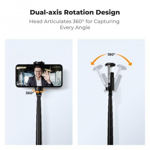 Distributor Lensa dan Aksesoris Fotografi Digital Pratama Retailindo K&F Concept Selfie Stick - Auto Open & Close Phone Tripod Stand 360° Rotatable Selfie Stick with 9 Button Bluetooth Remote