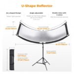 K&F Concept Curved Reflector U-Shape Reflector 180x60cm with 4-in-1 Reflective Fabric