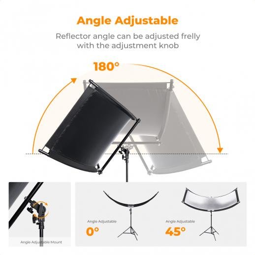 Distributor Lensa dan Aksesoris Fotografi Digital Pratama Retailindo K&F Concept Curved Reflector U-Shape Reflector 180x60cm with 4-in-1 Reflective Fabric